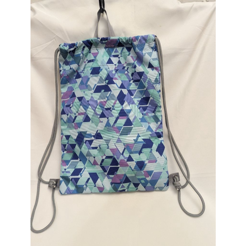 Ll Bean Drawstring Cinch Backpack Blue Green Geom… - image 3